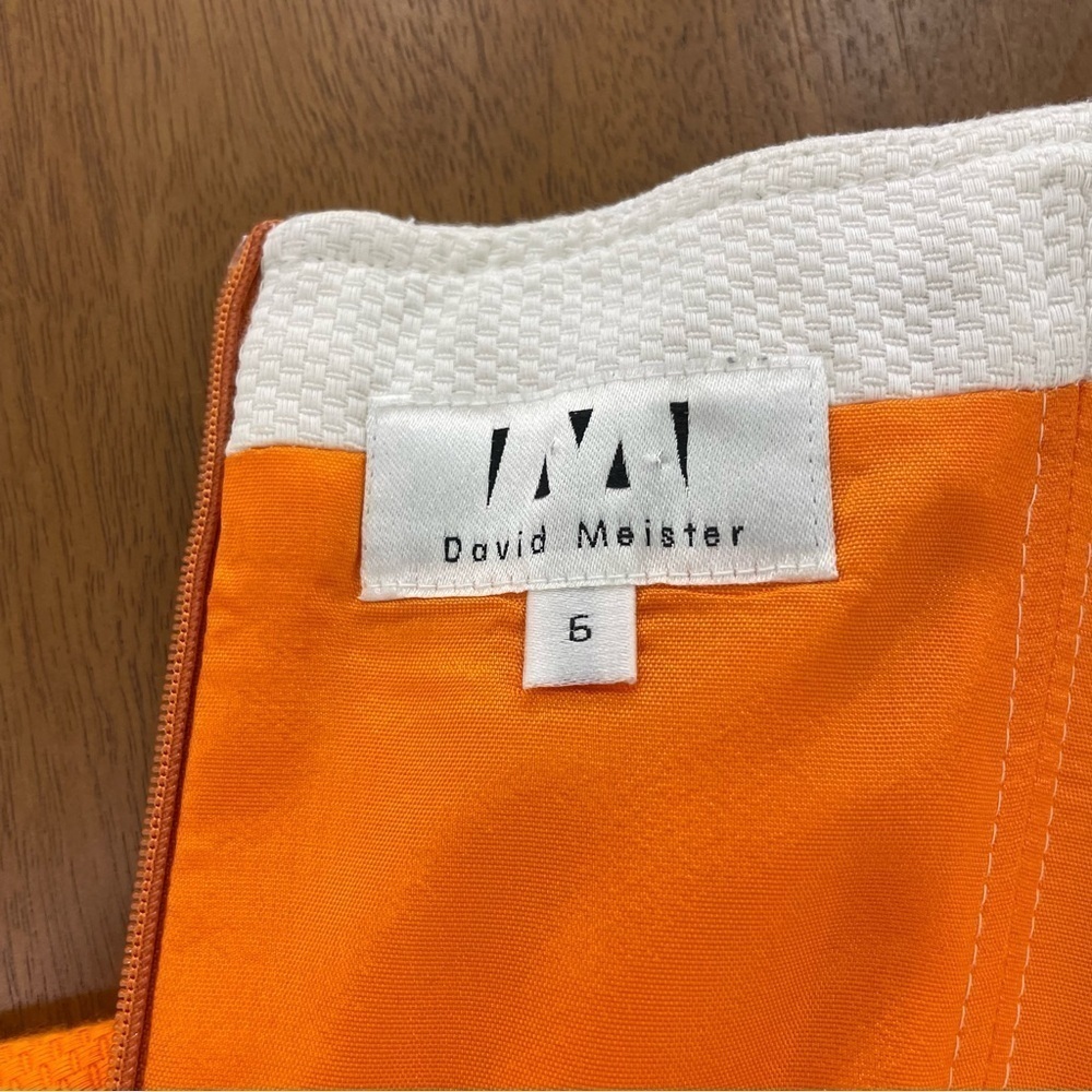 David Meister Strapless Retro Orange White Dress - Picture 5 of 13